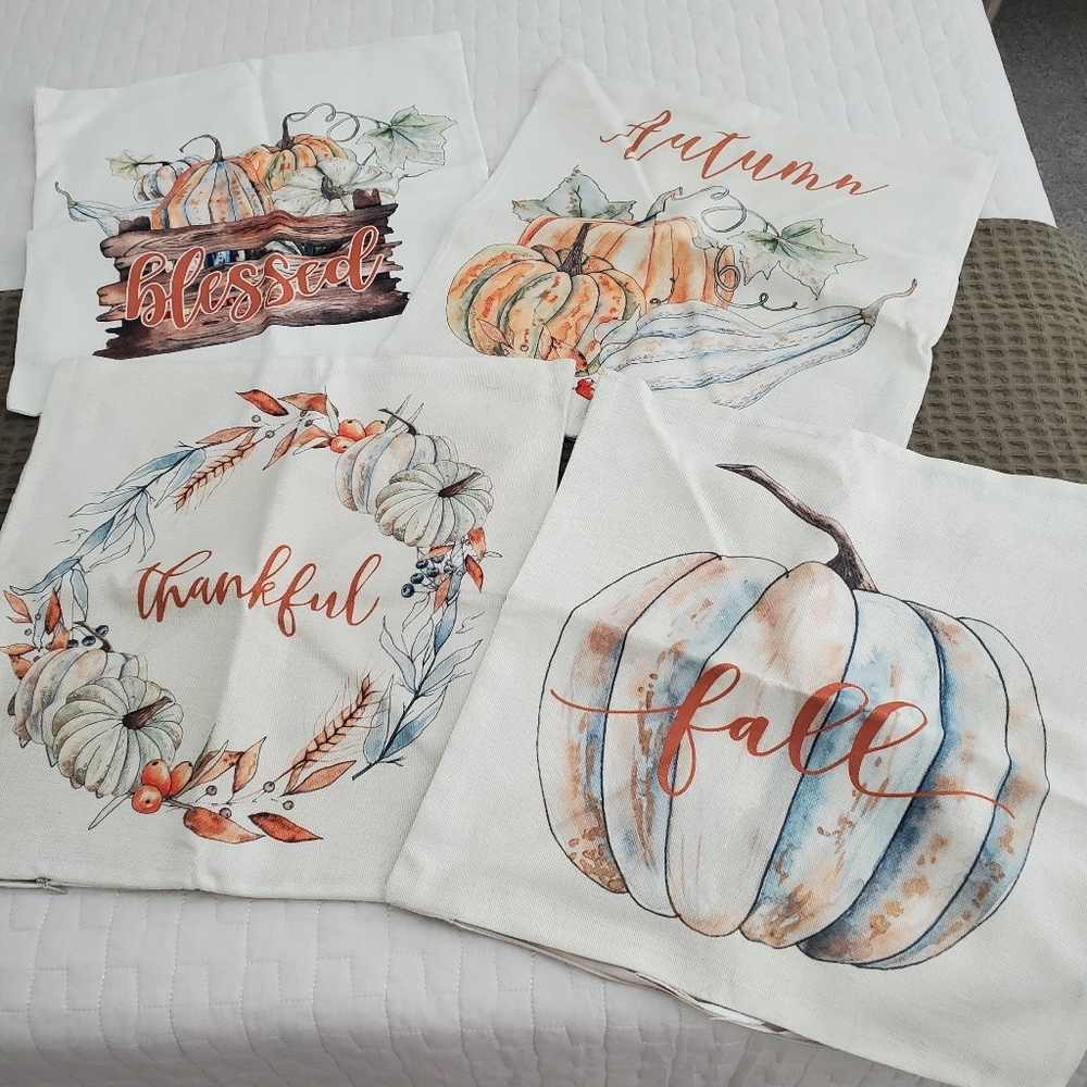 Set of Fall Themed Pillow Covers